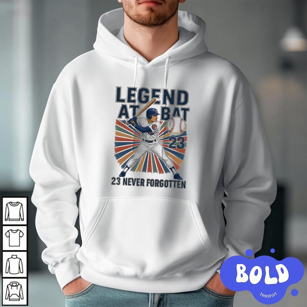 Premium Ryne Sandberg Legend At Bat 23 Never Forgotten Baseball hoodie