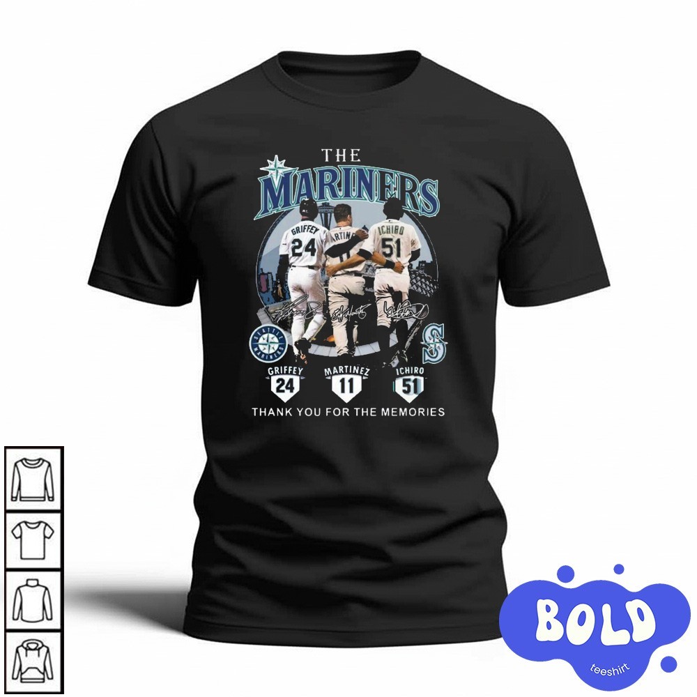 Premium The Mariners Griffey Martinez Ichiro Thank You For The Memories Signatures Shirt